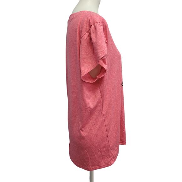 Hand Printed Upcycled Womens Large Live Love Serve V Neck Tee Shirt - Picture 3 of 5